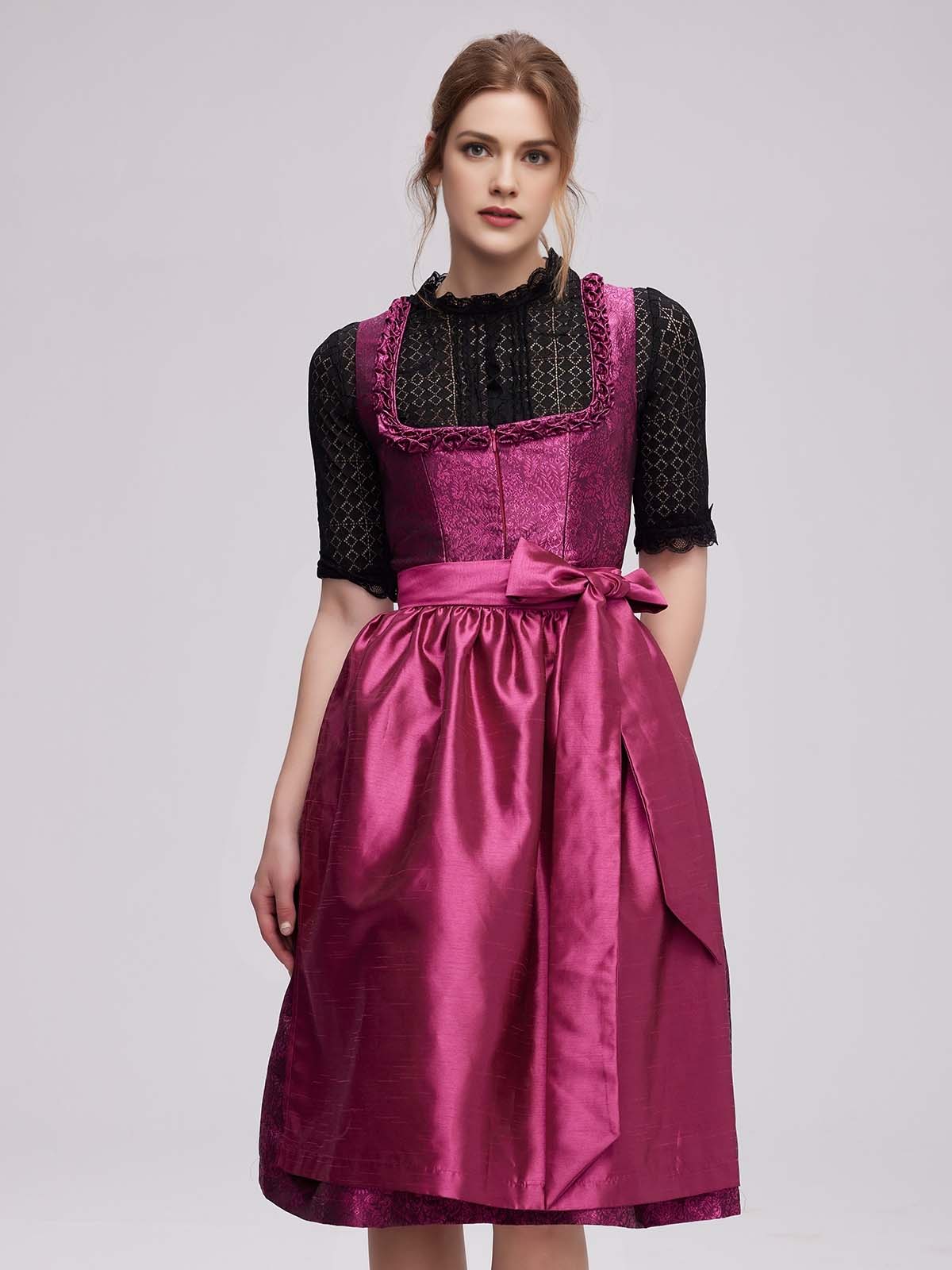Beiges Dirndl mit pinker Schürze