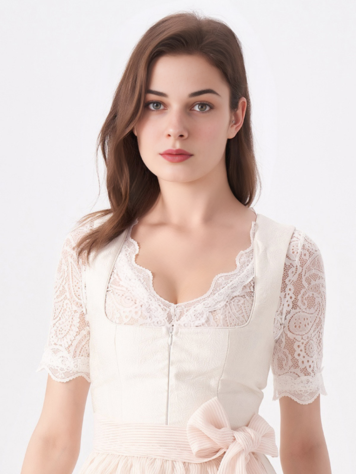 Dirndlbluse mit eckigem Ausschnitt
