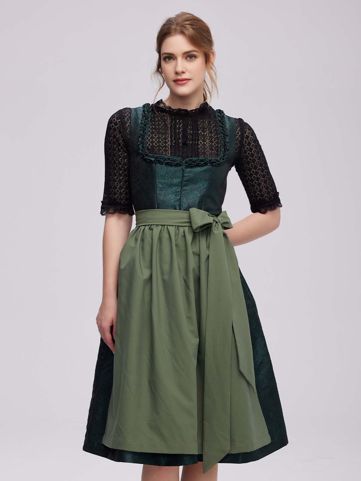 Dirndl mit Samt in Grün